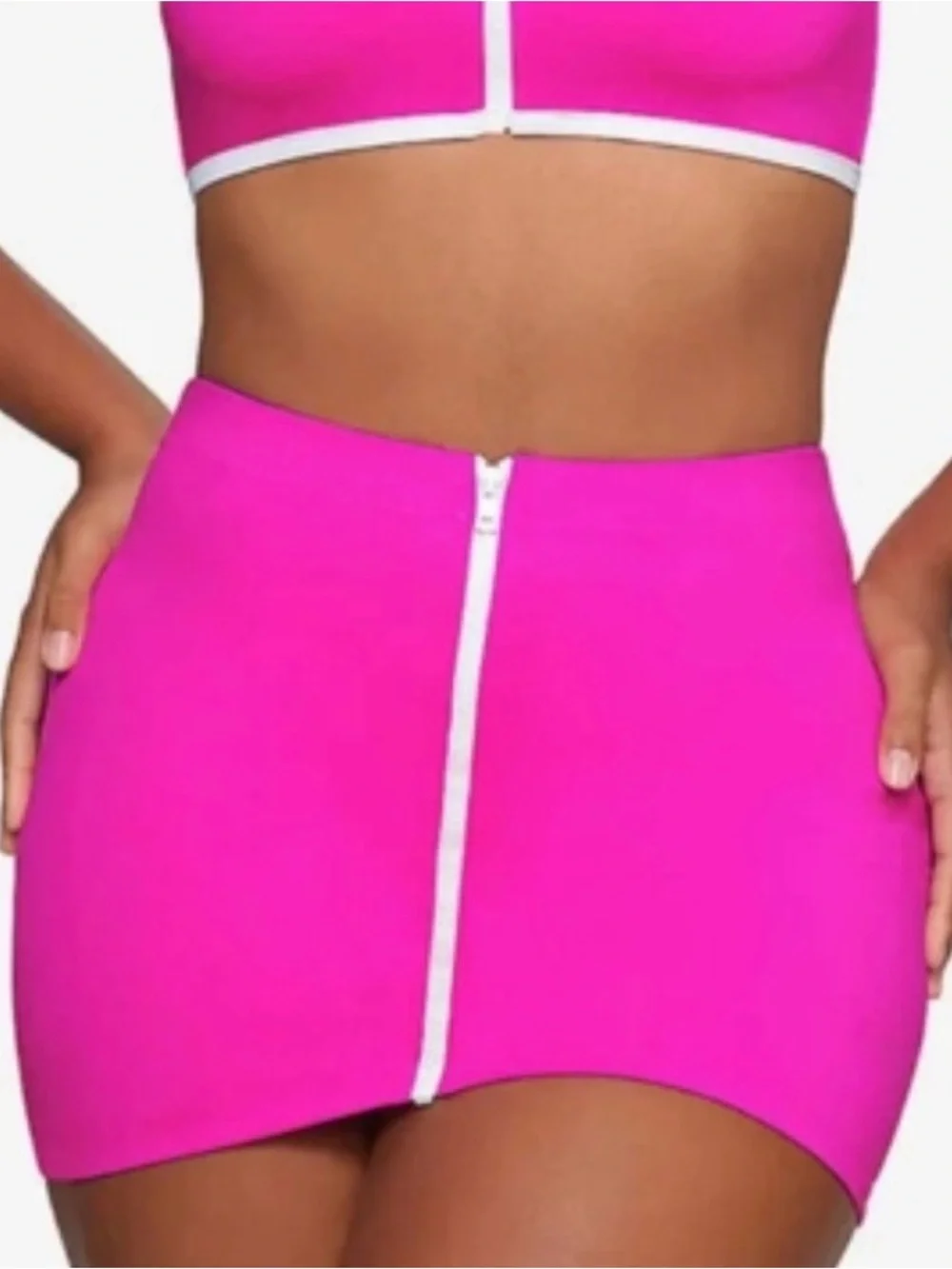 Skims Sporty Zipper Swim Skirt Cover Up, Hibiscus Hot Pink, Size M